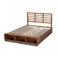 Hokku Designs Lefancy Ziniyah Modern Transitional Ash Walnut Brown Wood 4-Drawer Full Size Platform Storage Bed