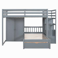 Harriet Bee Full Over Twin Bunk Bed with Wardrobe and Drawers