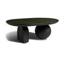 Great Deals Trading 51.18" Black Solid + Manufactured Wood Oval Coffee Table
