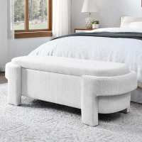Hokku Designs Storage Bench For End Of Bed White 51.5X20.5X17 In Foam Bedroom Storage Furniture Storage Bed Bench Bedfoo