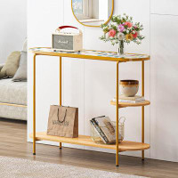 Rubbermaid 3-Tier Console Table, Sofa Table Wood Hallway Entry Table For Living Room, Corridor, Hallway, Entryway With T