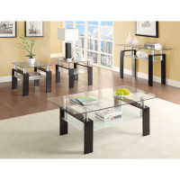 Alma Dyer Rectangular Glass Top Coffee Table With Shelf White