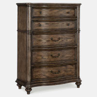 Bloomsbury Market Traditional Chest of 5 Drawers Classic Brown Oak Finish