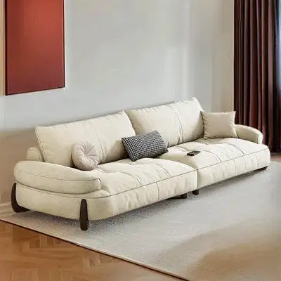 HOUZE 98.43" Creamy White 100% Polyester Modular Sofa cushion couch