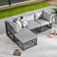 Festival Depot 74.8" Wide Outdoor Patio Sectional with Cushions