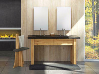 Boreale Bathroom Furniture in Solid Submerged Wood with Slate Sink Counter top 31, 39, 47 & 61"