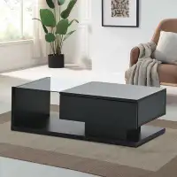 Latitude Run® Practical design Rectangular Coffee Table with a storage drawer and tempered glass desktop