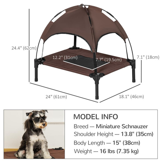 Elevated Dog Bed 25.2" x 18.1" x 24.4" Coffee in Accessories - Image 3