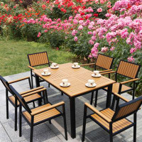 Hokku Designs Outdoor Hotel Table And Chair Combination Outdoor Coffee Milk Tea Shop Casual Dining Chair