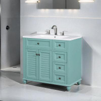 Charlton Home 36" Bathroom Vanity Cabinet with Resin Sink and 2 Drawers