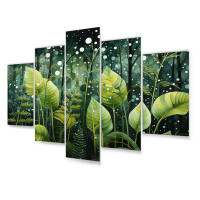 Design Art Ferns Plant Gossamer Veil II - Floral Metal Wall Art Living Room Set