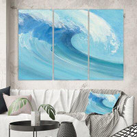 East Urban Home 'Ocean Wave with White Foam' Painting Multi-Piece Image on Canvas