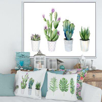 East Urban Home Cactus Succulent Aloe Vera Home Plants In The Pots - Farmhouse Canvas Wall Art Print-FL35326