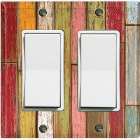 WorldAcc Metal Light Switch Plate Outlet Cover (Colorful Fence - Double Rocker)