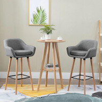 MODERN UPHOLSTERED FABRIC SEAT BAR STOOLS CHAIRS SET OF 2 WITH METAL FRAME