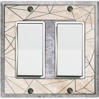 WorldAcc Metal Light Switch Plate Outlet Cover (Geometric Abstract Shapes Gray - Double Rocker)
