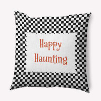 The Holiday Aisle® Halloween Happy Haunting Checks Accent Pillow