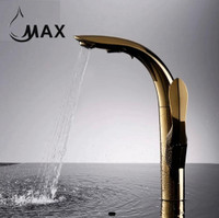 Pull-Out Kitchen Faucet High-Arc Single Handle 14.5 Shiny Gold Finish