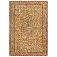 Isabelline One-of-a-Kind Kalin Hand-Knotted 1980s Keisari Tan/Red 6'7" x 9'8" Wool Area Rug