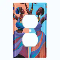 WorldAcc Metal Light Switch Plate Outlet Cover (Native African Culture Women Colourful - Single Duplex)