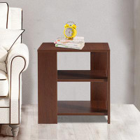 Ebern Designs Minimalist Three-Tier Square Side Table with Shelves for Living Room