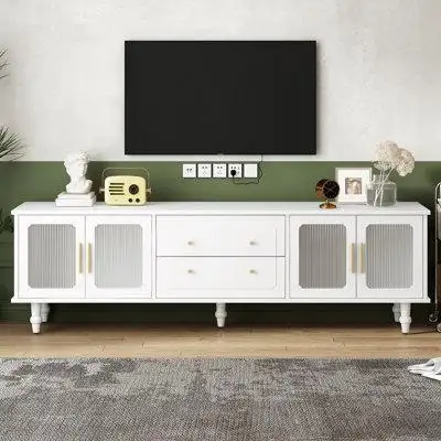 Alcott Hill TV Stand with Fluted Glass Doors for TVs Up to 78''