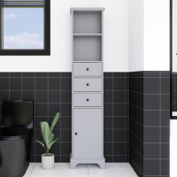 Staykiwi 68" Tall Freestanding Bathroom Cabinet In Grey With 3 Drawers And Adjustable Shelves