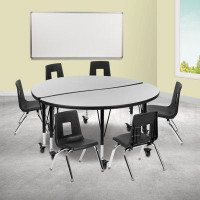 Flash Furniture Mobile 7 Piece Adjustable Height Circular Activity Table & 14" H Chair Set