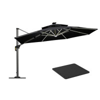 Wildon Home® Belmiro 12 Ft Double Top Deluxe Round Patio Umbrella with Steel Plate Base