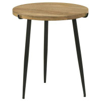 Alma Pilar Round Solid Wood Top End Table Natural and Black