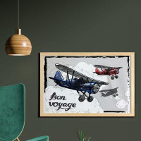East Urban Home Ambesonne Going Away Party Wall Art With Frame, Retro Airplane Poster Inspired Bon Voyage Lets Travel Fl