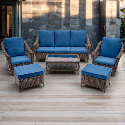 Buenhomino Outdoor Patio Furniture Set 6 Piece Wicker Conversation Set in Patio & Garden Furniture