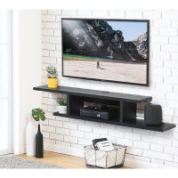 Ebern Designs Zipcode Design™ Black Wall Mounted Media Console Floating TV Stand Component Shelf