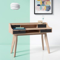 Hashtag Home Calvin Mid-Century Modern Writing Desk with Hutch