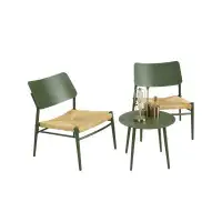 Ebern Designs Aluminium 3 Piece Patio Set Bistro Table And Chairs Set , Backyard, Garden, Living Room, Green