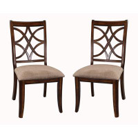 Red Barrel Studio Wooden Side Chairs Set Of 2 Elegant Back Design Fabric Upholstery