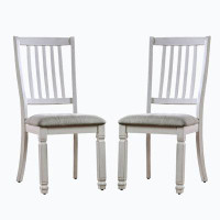 Wenty Set Of 2 Padded Fabric Dining Chairs In Antique And Light Grey