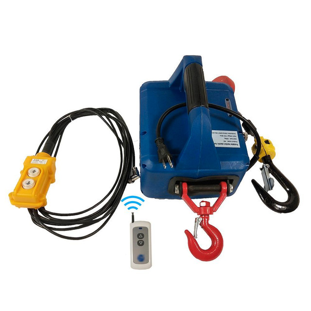 110V Wire-controlled and remote-controlled 3in1 Electric Hoist 450KGX7.6M Portable Household Winch 300185 in Other Business & Industrial in Toronto (GTA) - Image 2