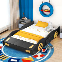 Zoomie Kids Full Size Race Car-Shaped Platform Bed With Wheels And Storage