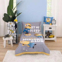 Welcome To The Universe Baby Universal Lazy Minions Club Grey, Let Me Sleep 4 Piece Toddler Bed Set