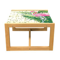 East Urban Home East Urban Home Bird Print Coffee Table, Summer Art Flamingo On Tropical Leaves With Minimal Geometric,