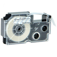 Weekly Promo! Casio XR-12X Label Tape, 12mm, Black On Clear,  Compatible