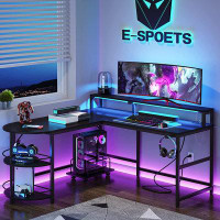 Ebern Designs Nyair L-Shape Gaming Desk with Built in Outlets