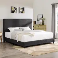 Latitude Run® Abdulkerim King Size Charcoal Grey Upholstered Platform Bed
