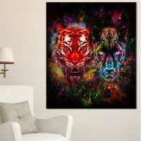 Design Art 'Tiger and Panther with Splashes' Graphic Art on Wrapped Canvas