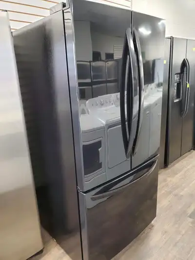 Black LG fridge French door (33 wide) , 6 months warranty on cooling system