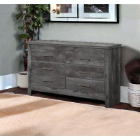 Loon Peak Ellie-Lee 57" Grey Solid and Manufactured Wood Six Drawer Double Dresser