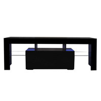 Ivy Bronx Black TV Stand With Led Rgb Lights,Flat Screen TV Cabinet