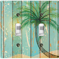WorldAcc Palm Tree Green Fence Nature Themed 2 - Gang Wall Plate