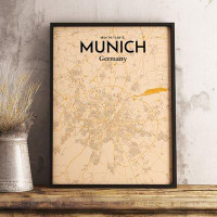 Wrought Studio 'Munich City Map' Graphic Art Print Poster in Vintage